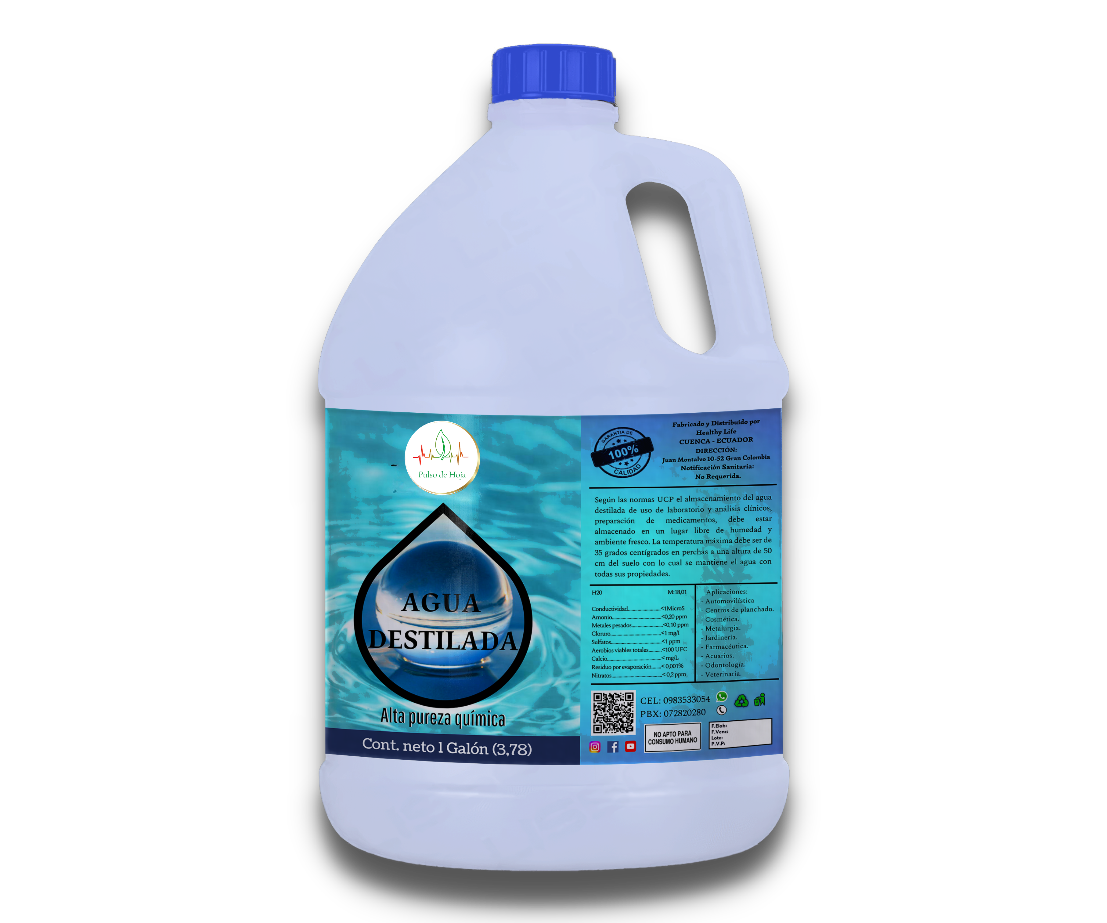 El Agua Destilada Pulso de Hoja está limpia de electrolitos, sales minerales, microorganismos y otras sustancias contaminantes. Es inodora, incolora e insípida. Fresca y refrescante para consumir.