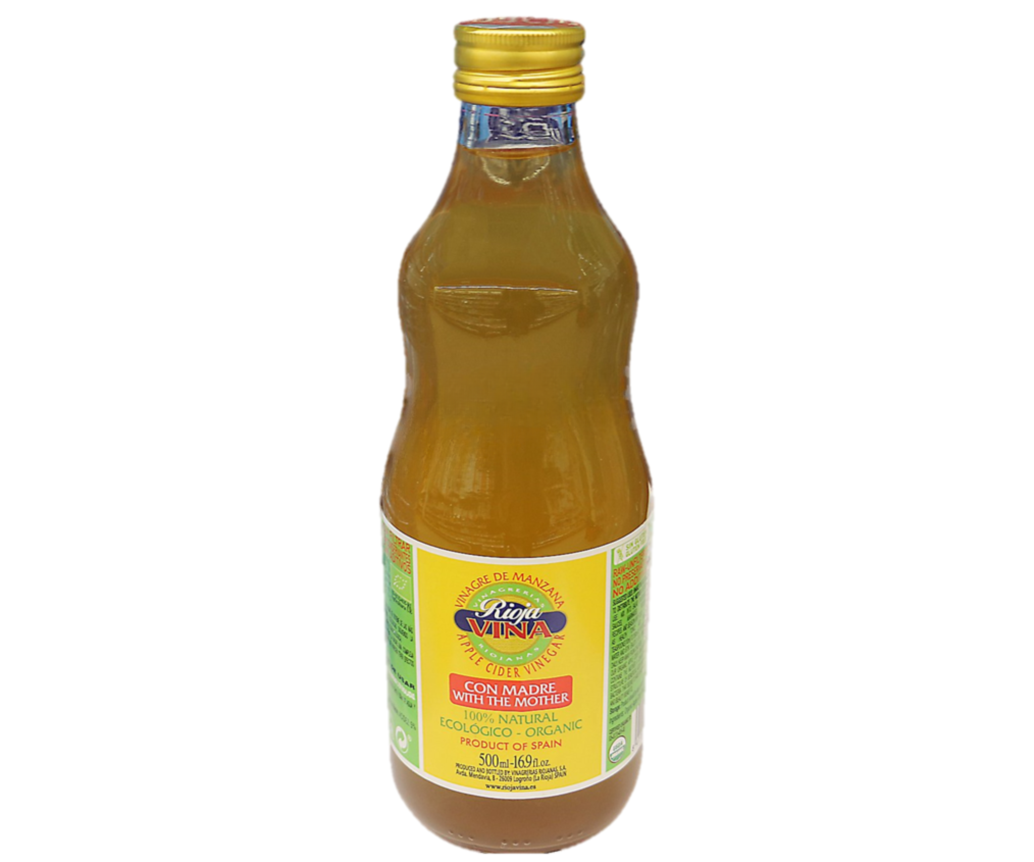El Vinagre de Manzana (VM) ha sido valorado durante siglos por sus múltiples propiedades. La presentación de Rioja Vina de 500 ml y 100% natural es un producto de alta calidad, probablemente sin pasteurizar y con "la madre" (una sustancia turbia compuesta por bacterias beneficiosas y enzimas), lo que maximiza sus beneficios.