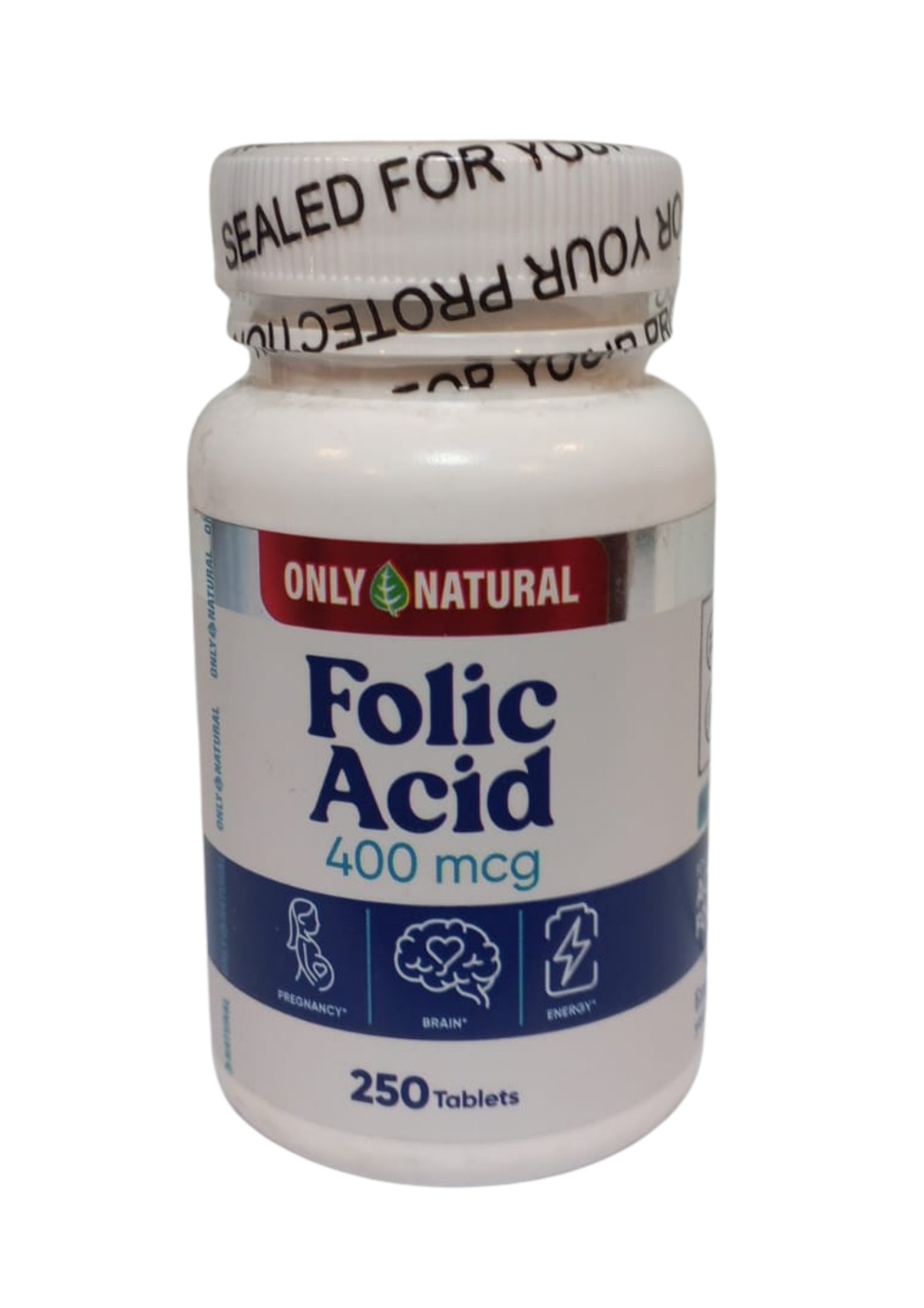 Ácido Fólico 250 tabletas (400mcg) Only Natural