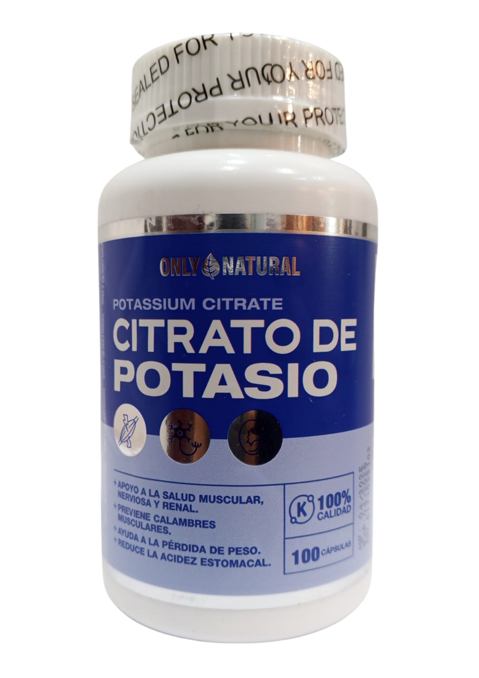 Citrato de Potasio 100 Cápsulas (Only Natural)
