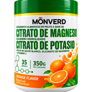Suplemento alimenticio en polvo a base de citrato de magnesio colágeno hidrolizado citrato de potasio polvo de sauce blanco glicinato de magnesio y vitamina c